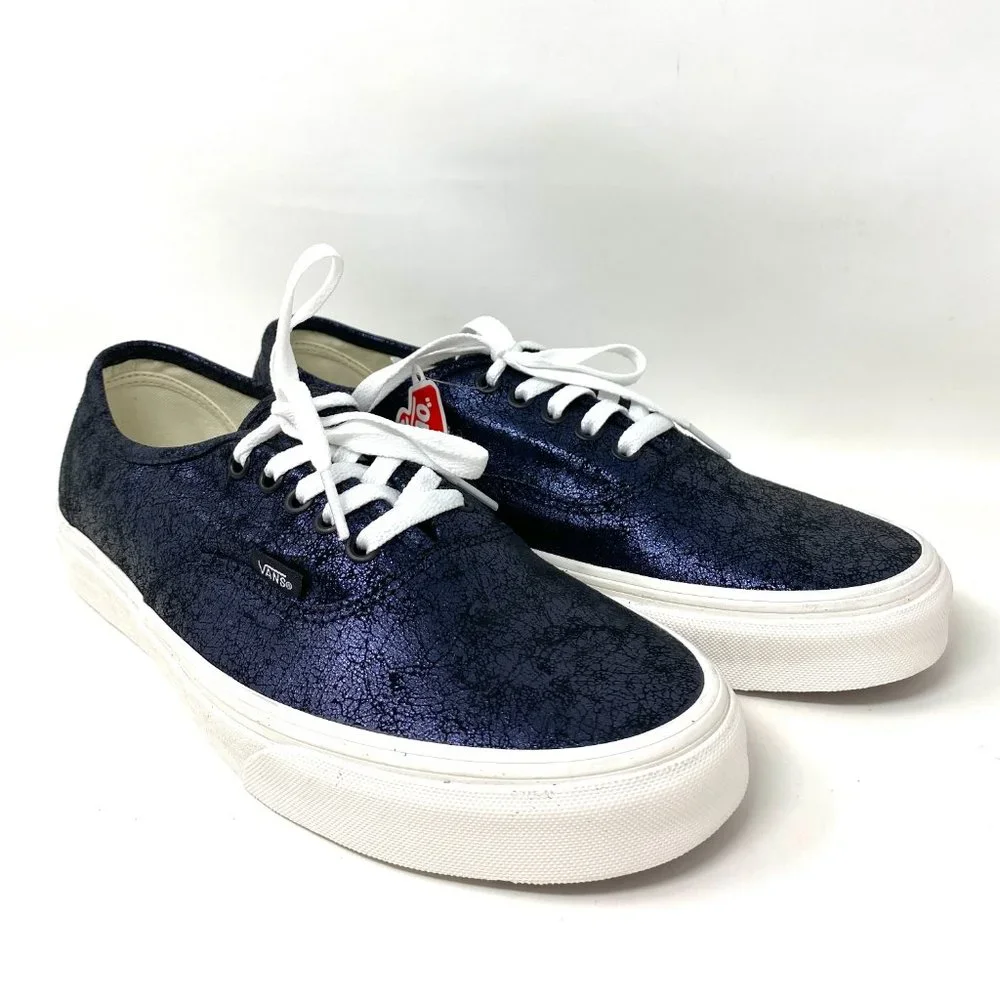 💖MEGA SALE💖Vans Authentic  Womens    Skate Blue Cracked Leather VN0A5HZS9FK - Picture 4 of 11